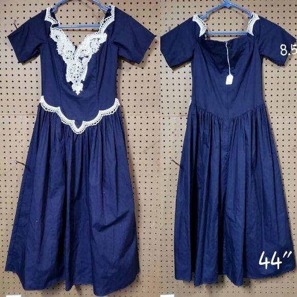Gunne Sax Vintage Navy Dress 5/6 - Picture 1 of 8